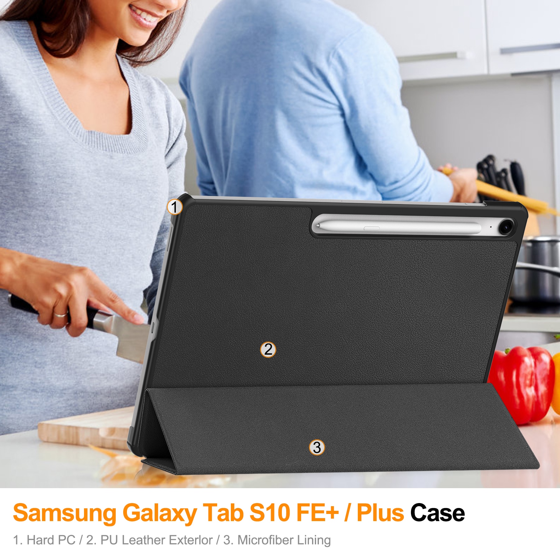 Cover Tri-Fold Samsung Galaxy Tab S10 FE Plus Nero