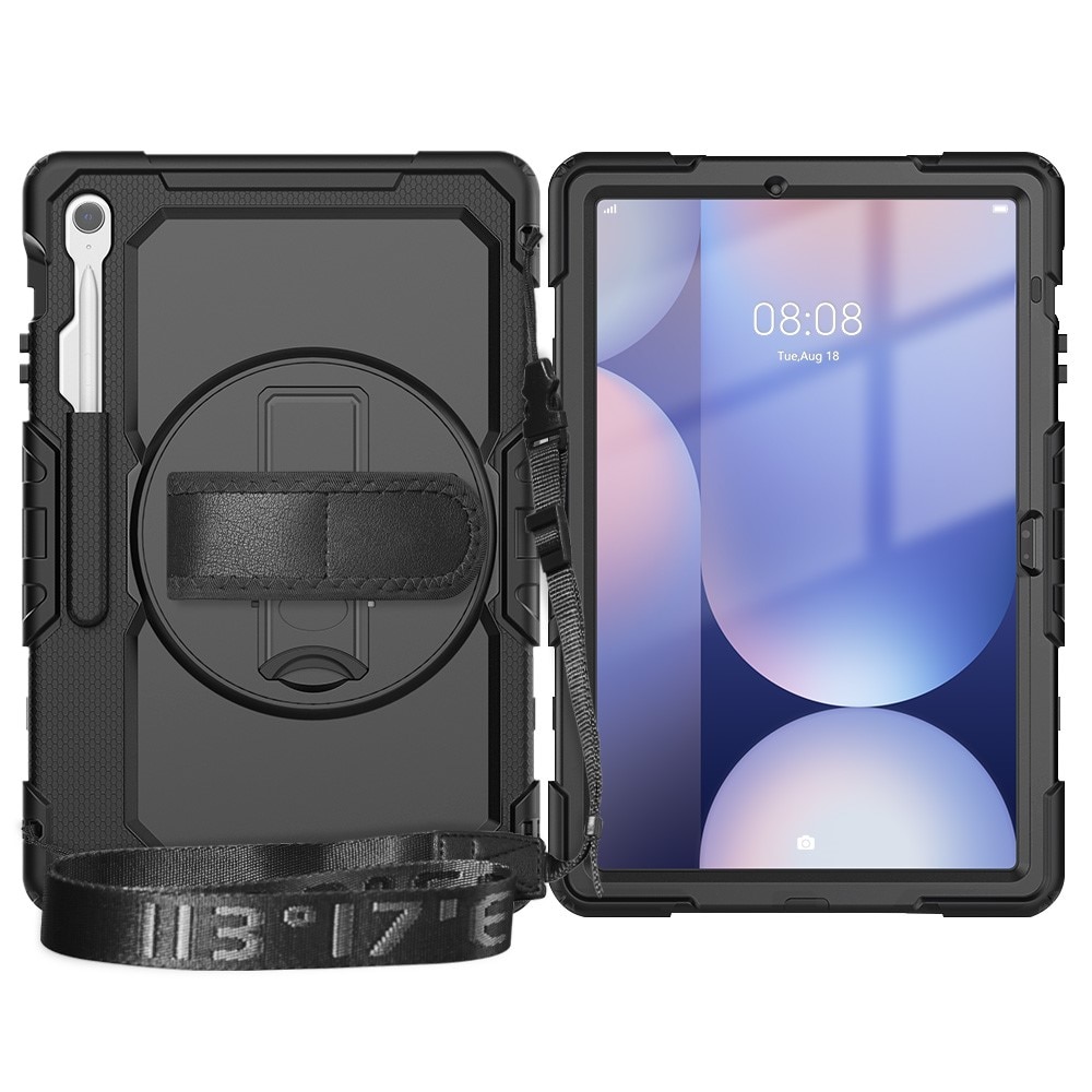 Full Protection Custodia ibrida antiurto con tracolla Samsung Galaxy Tab S10 FE Plus nero