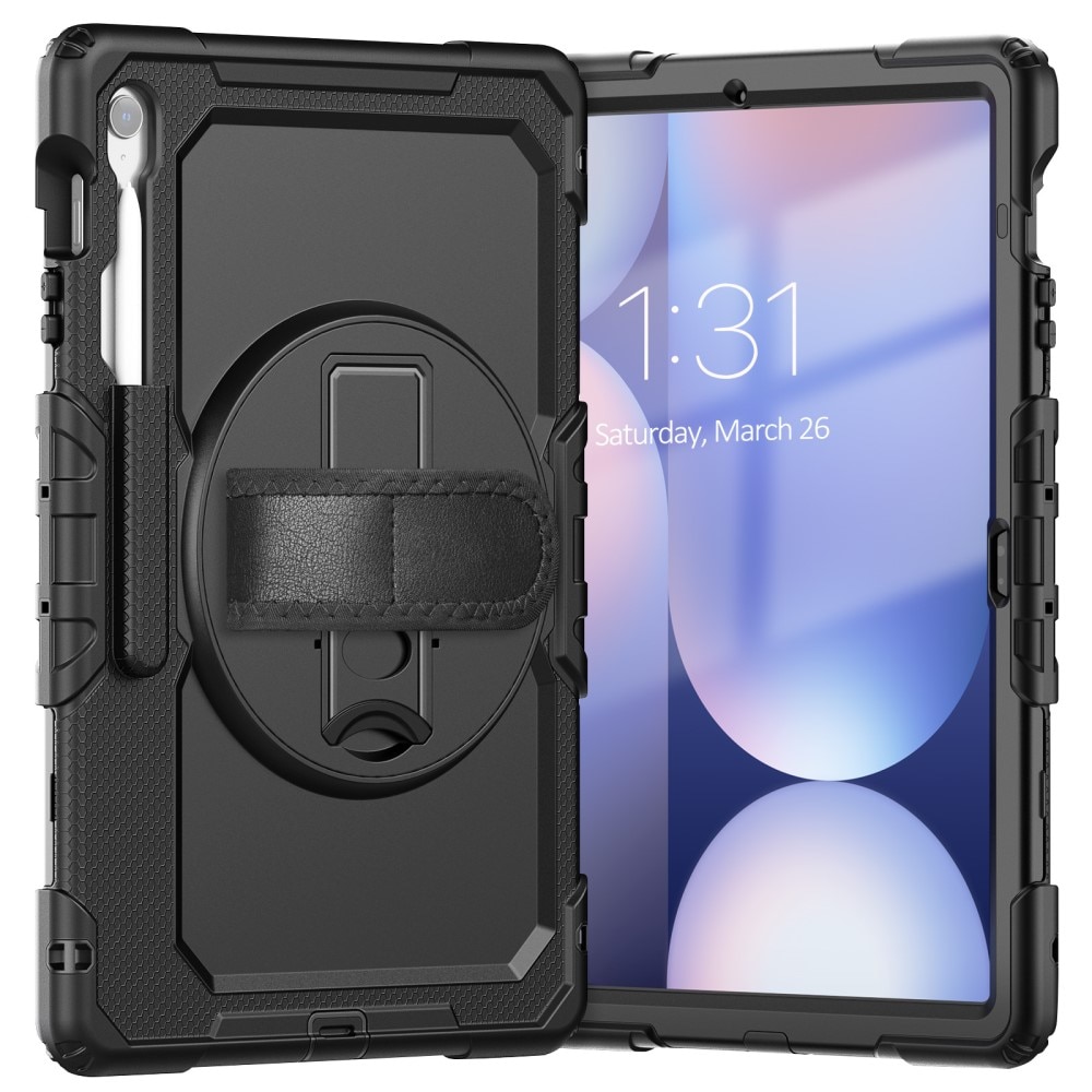 Full Protection Custodia ibrida antiurto con tracolla Samsung Galaxy Tab S10 FE Plus nero
