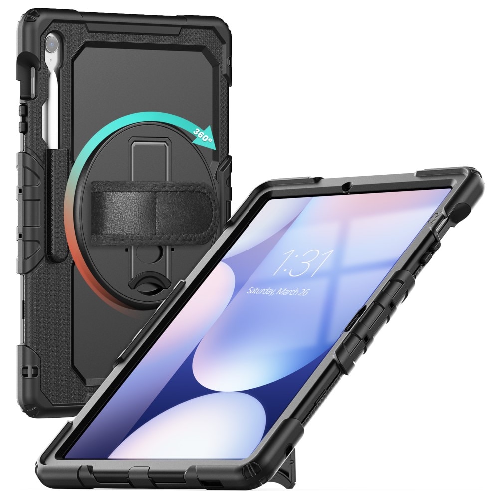 Full Protection Custodia ibrida antiurto con tracolla Samsung Galaxy Tab S10 FE Plus nero