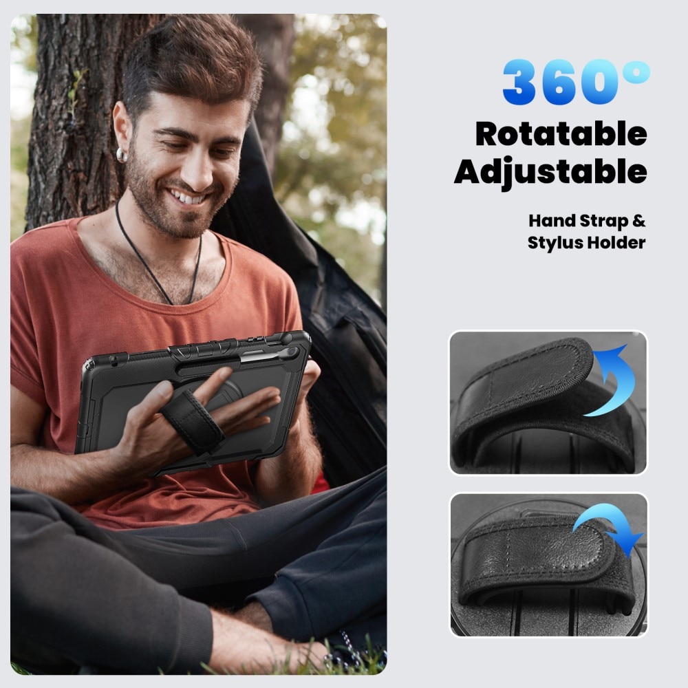Full Protection Custodia ibrida antiurto con tracolla Samsung Galaxy Tab S10 FE Plus nero