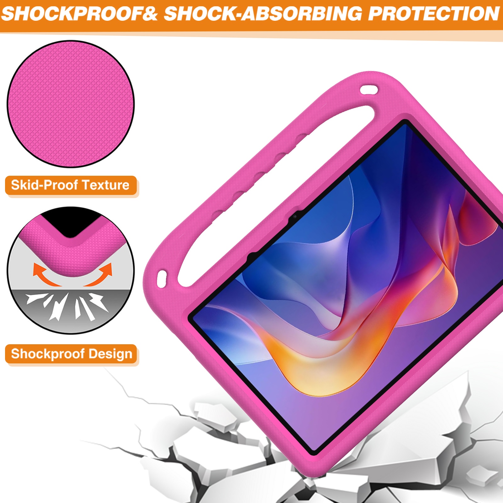 Custodia EVA con maniglia per bambini per Xiaomi Redmi Pad 2 Rosa