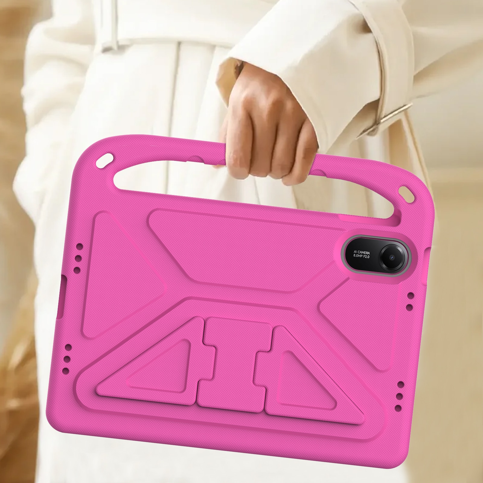 Custodia EVA con maniglia per bambini per Xiaomi Redmi Pad 2 Rosa