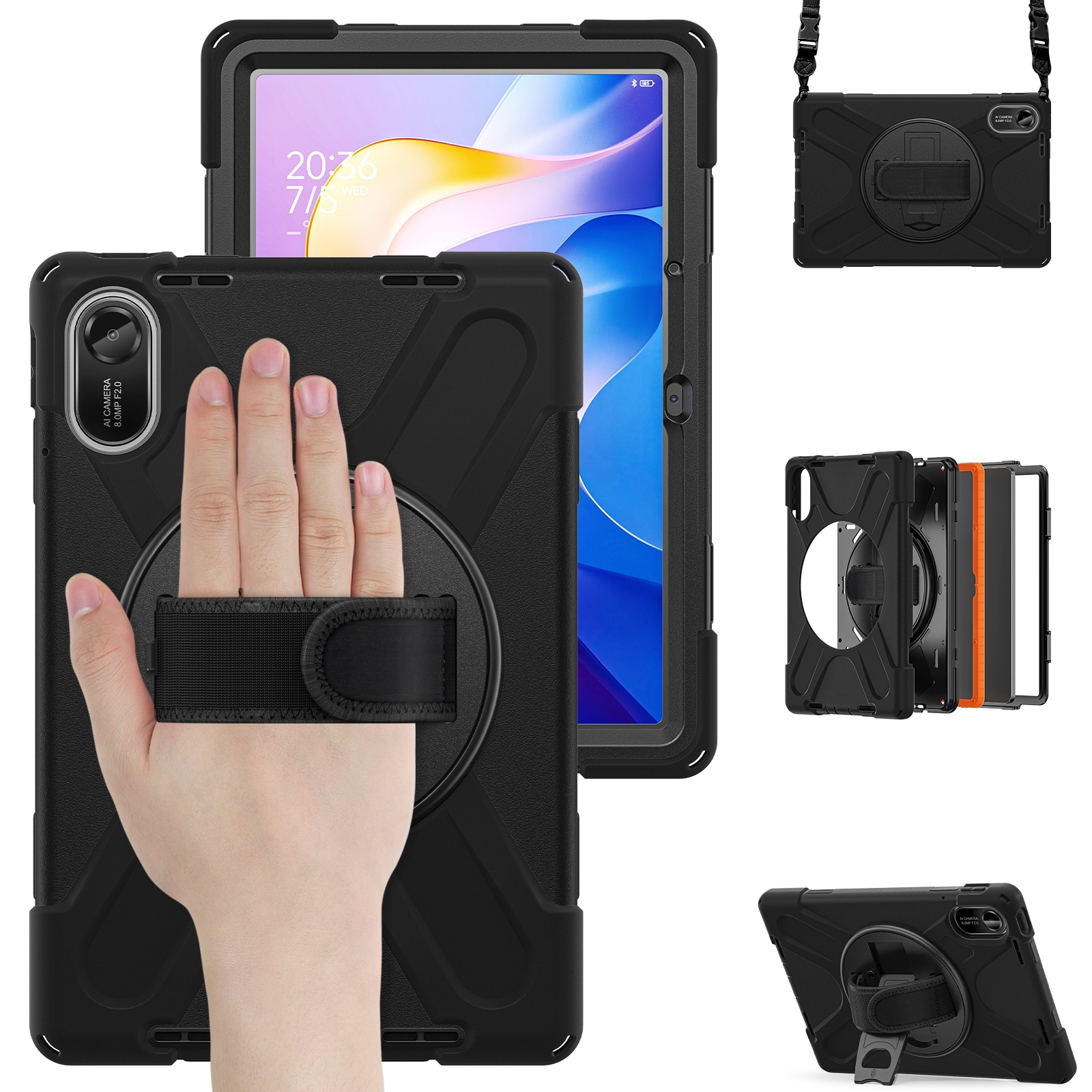 Custodia ibrida antiurto con tracolla Xiaomi Redmi Pad 2 nero