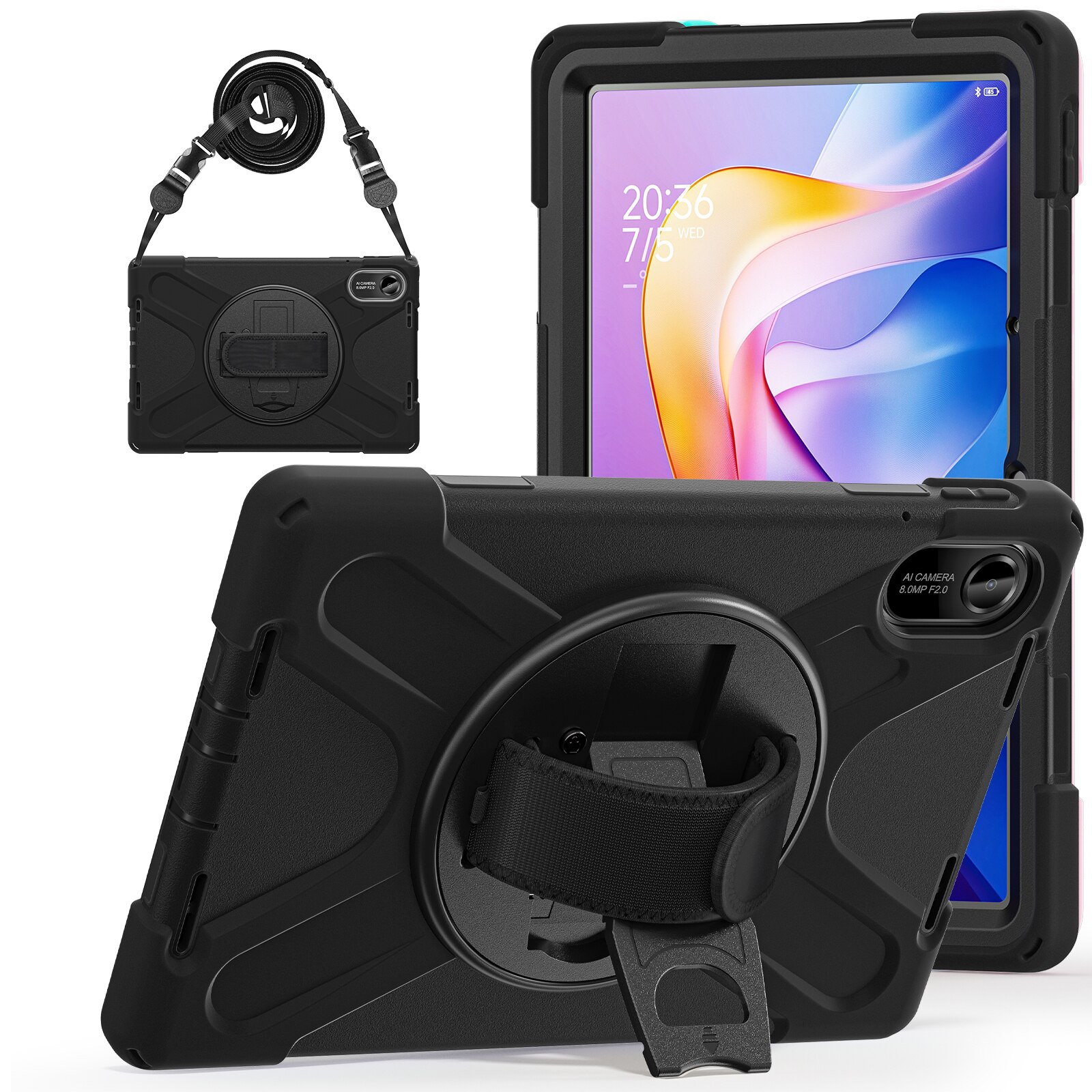 Custodia ibrida antiurto con tracolla Xiaomi Redmi Pad 2 nero