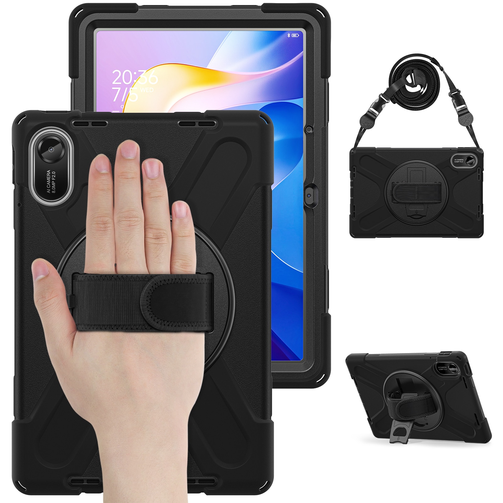 Custodia ibrida antiurto con tracolla Xiaomi Redmi Pad 2 nero