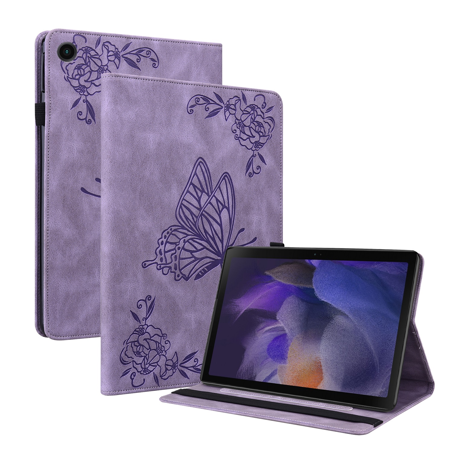 Custodia in pelle con farfalla Samsung Galaxy Tab A11 Plus Viola