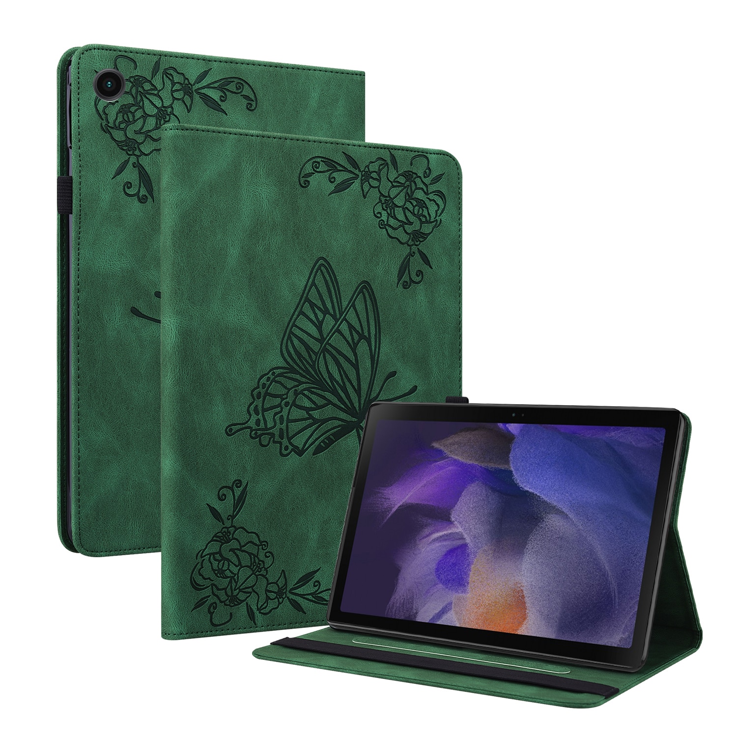 Custodia in pelle con farfalla Samsung Galaxy Tab A11 Plus Verde