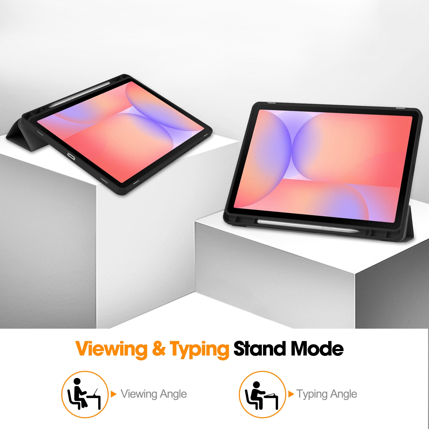 Cover Tri-Fold con portapenne Samsung Galaxy Tab S10 Lite Nero