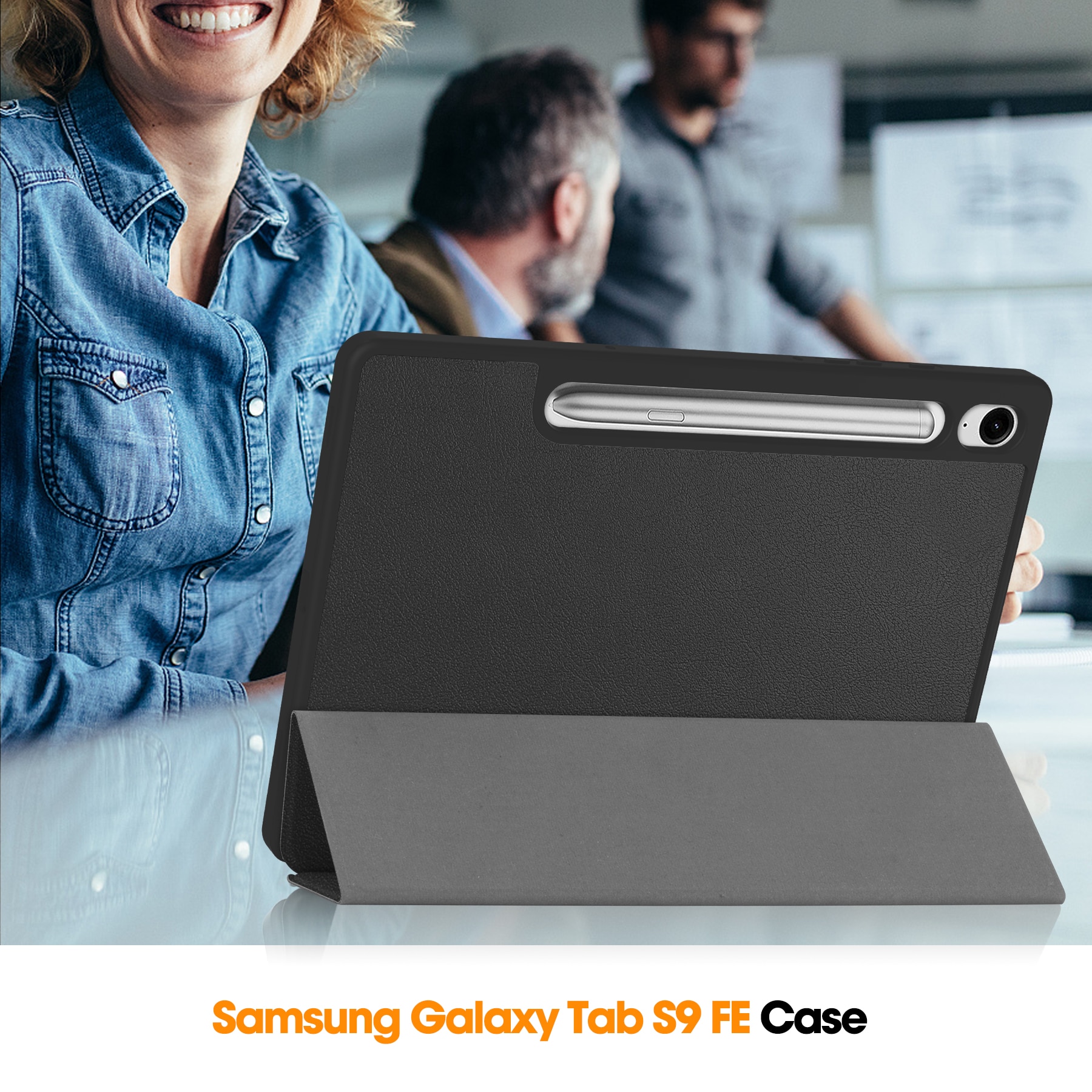 Cover Tri-Fold con portapenne Samsung Galaxy Tab S10 Lite Nero