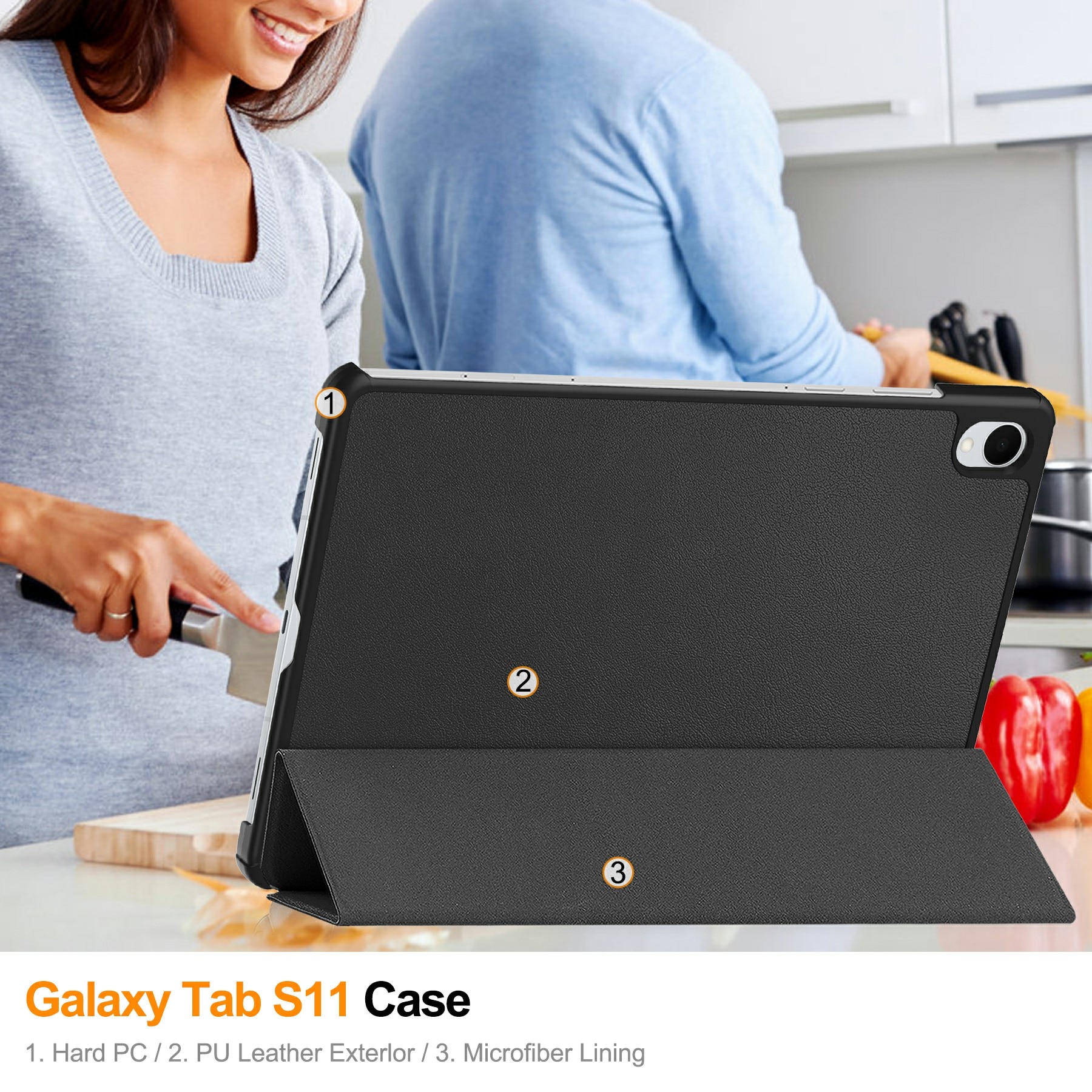 Cover Tri-Fold Samsung Galaxy Tab S11 Nero