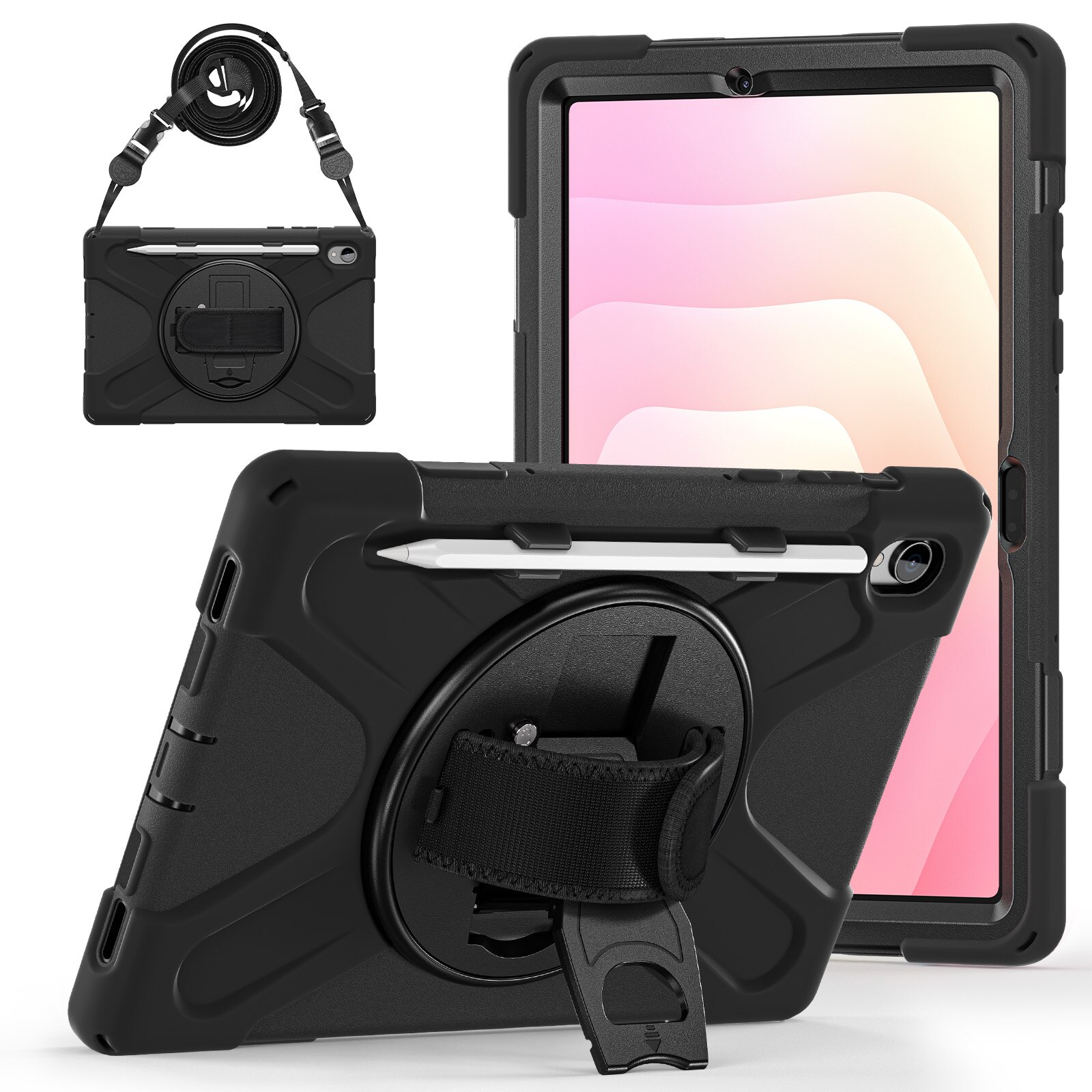Custodia ibrida antiurto con tracolla Samsung Galaxy Tab S11 nero