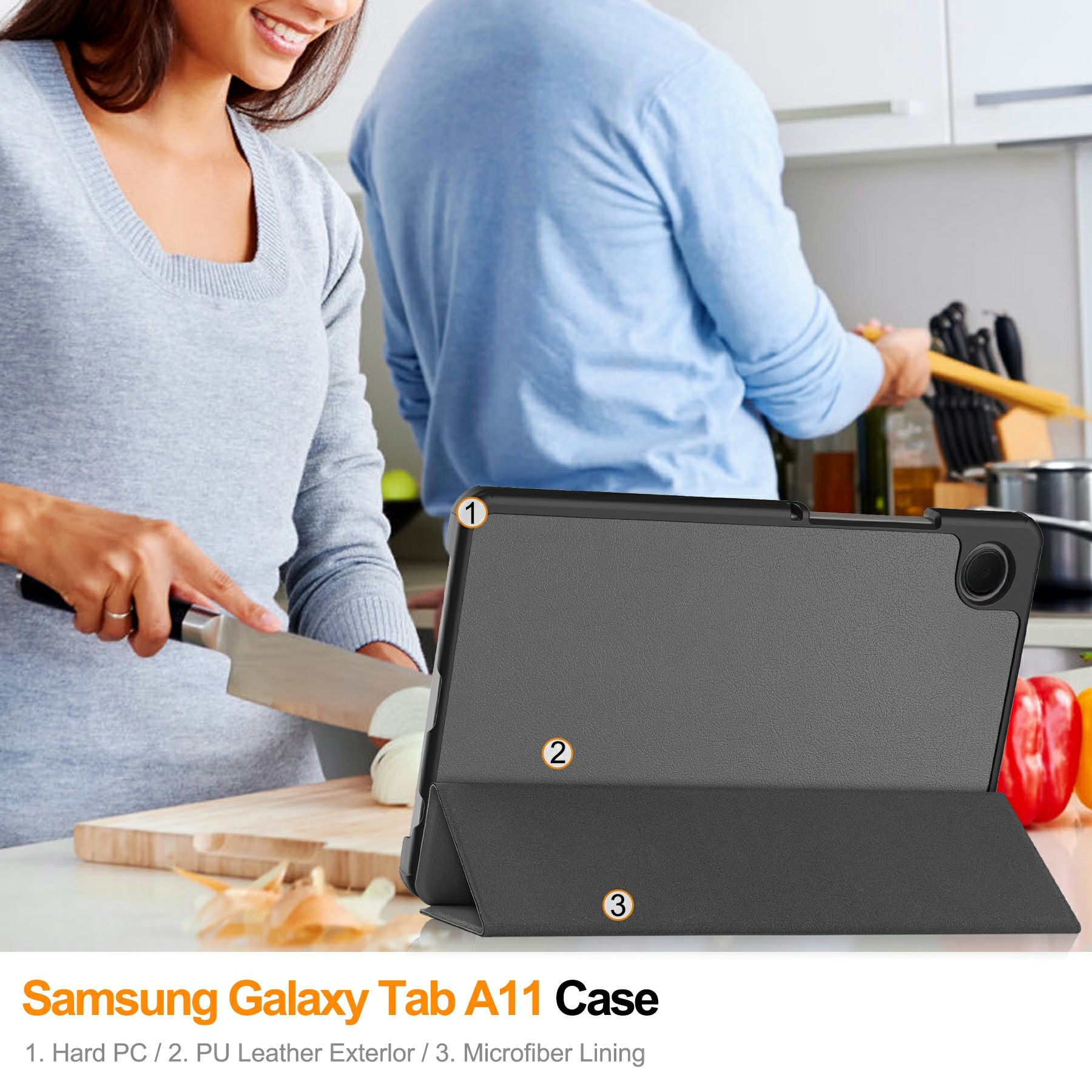 Cover Tri-Fold Samsung Galaxy Tab A11 Grigio