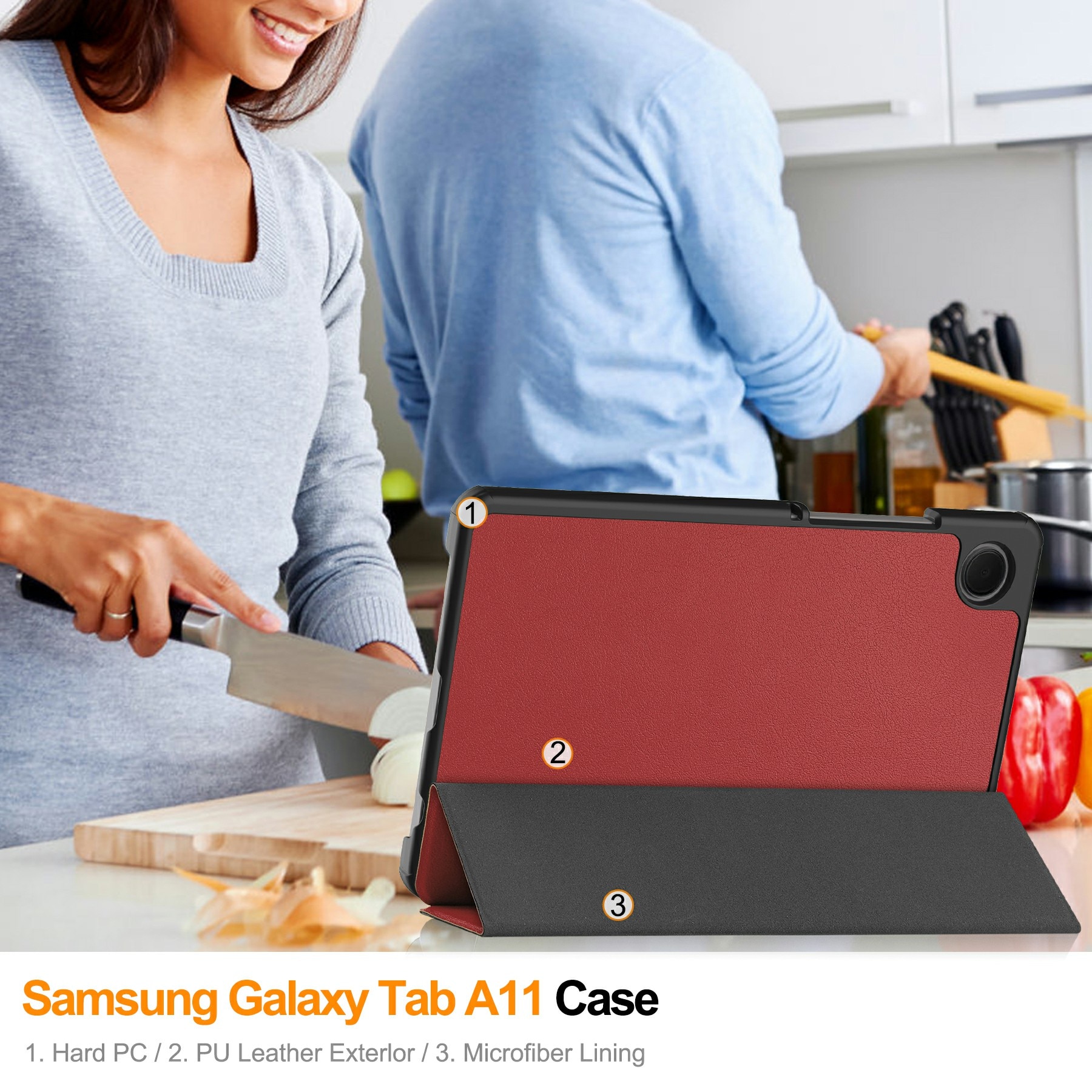 Cover Tri-Fold Samsung Galaxy Tab A11 Rosso