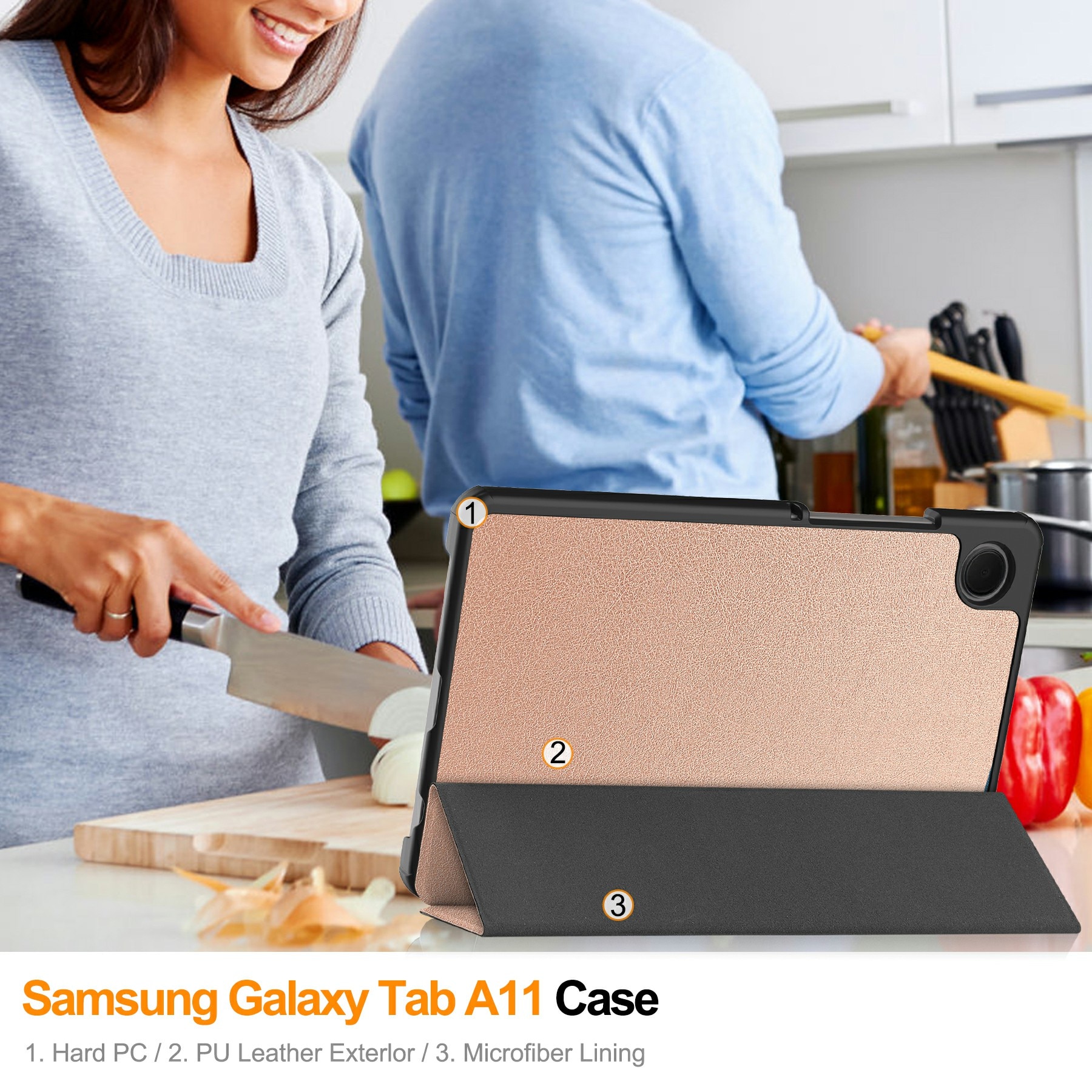 Cover Tri-Fold Samsung Galaxy Tab A11 Oro rosa