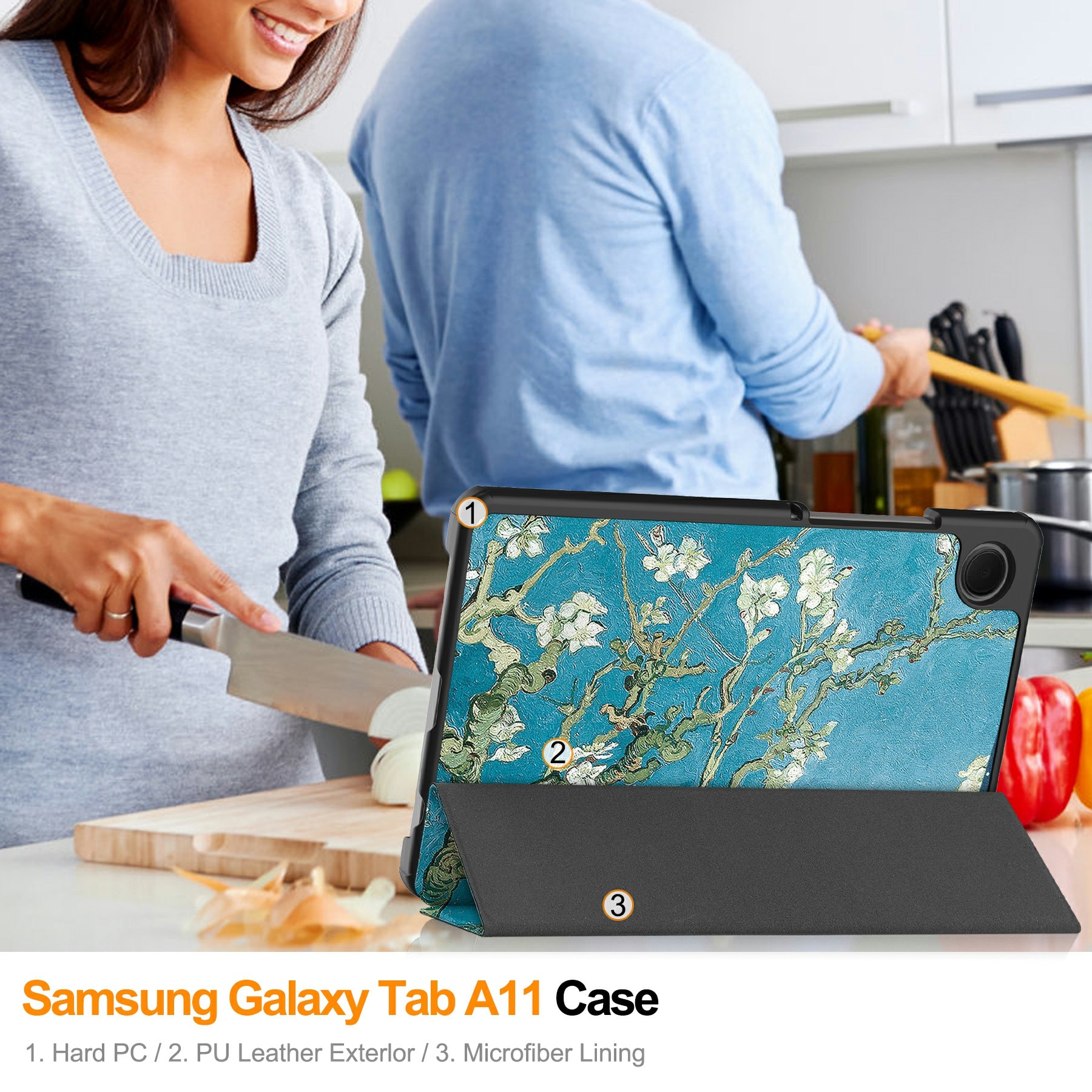 Cover Tri-Fold Samsung Galaxy Tab A11 Fiori di ciliegio
