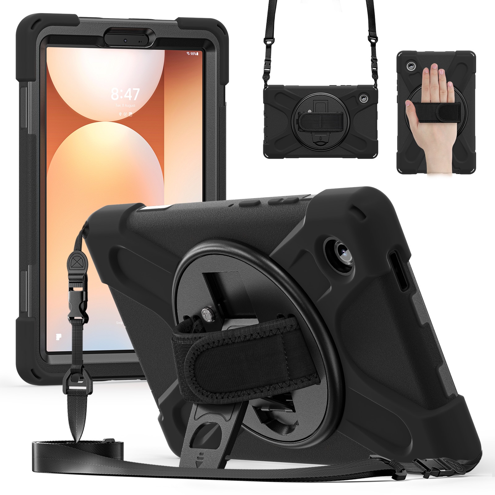 Custodia ibrida antiurto con tracolla Samsung Galaxy Tab A11 Plus nero