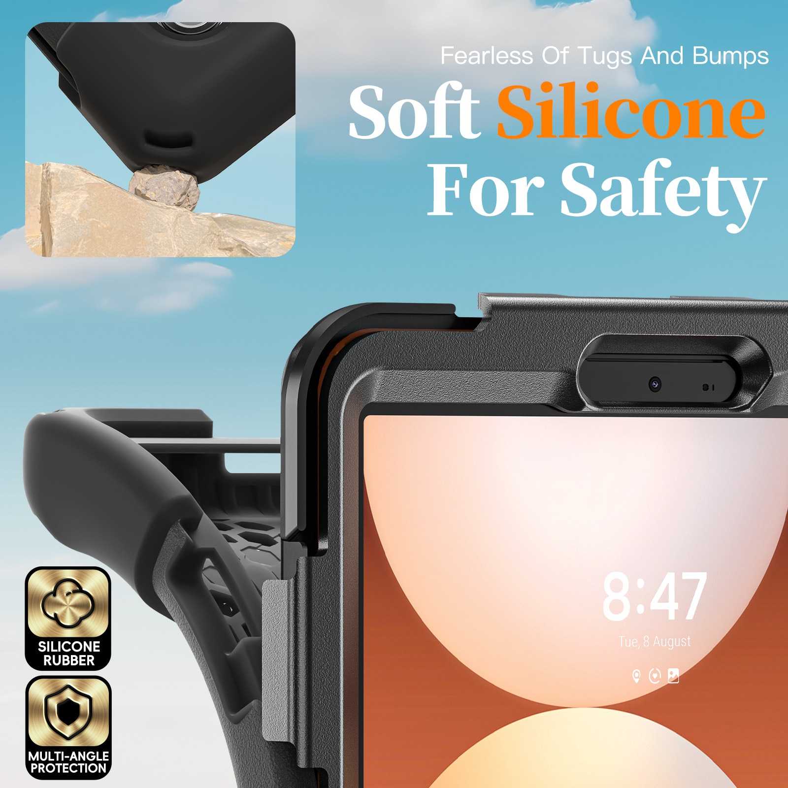 Custodia ibrida antiurto con tracolla Samsung Galaxy Tab A11 Plus nero