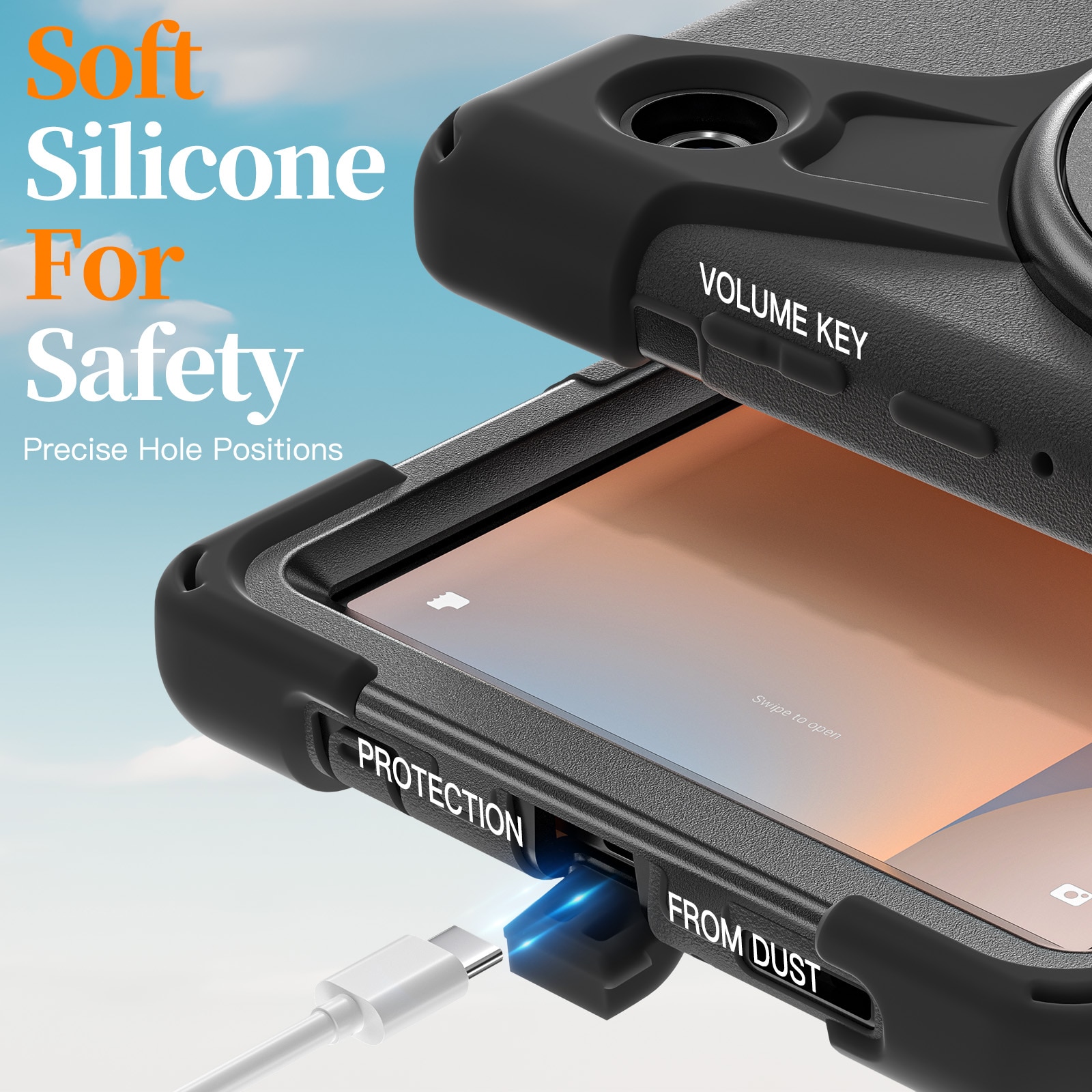 Custodia ibrida antiurto con tracolla Samsung Galaxy Tab A11 Plus nero
