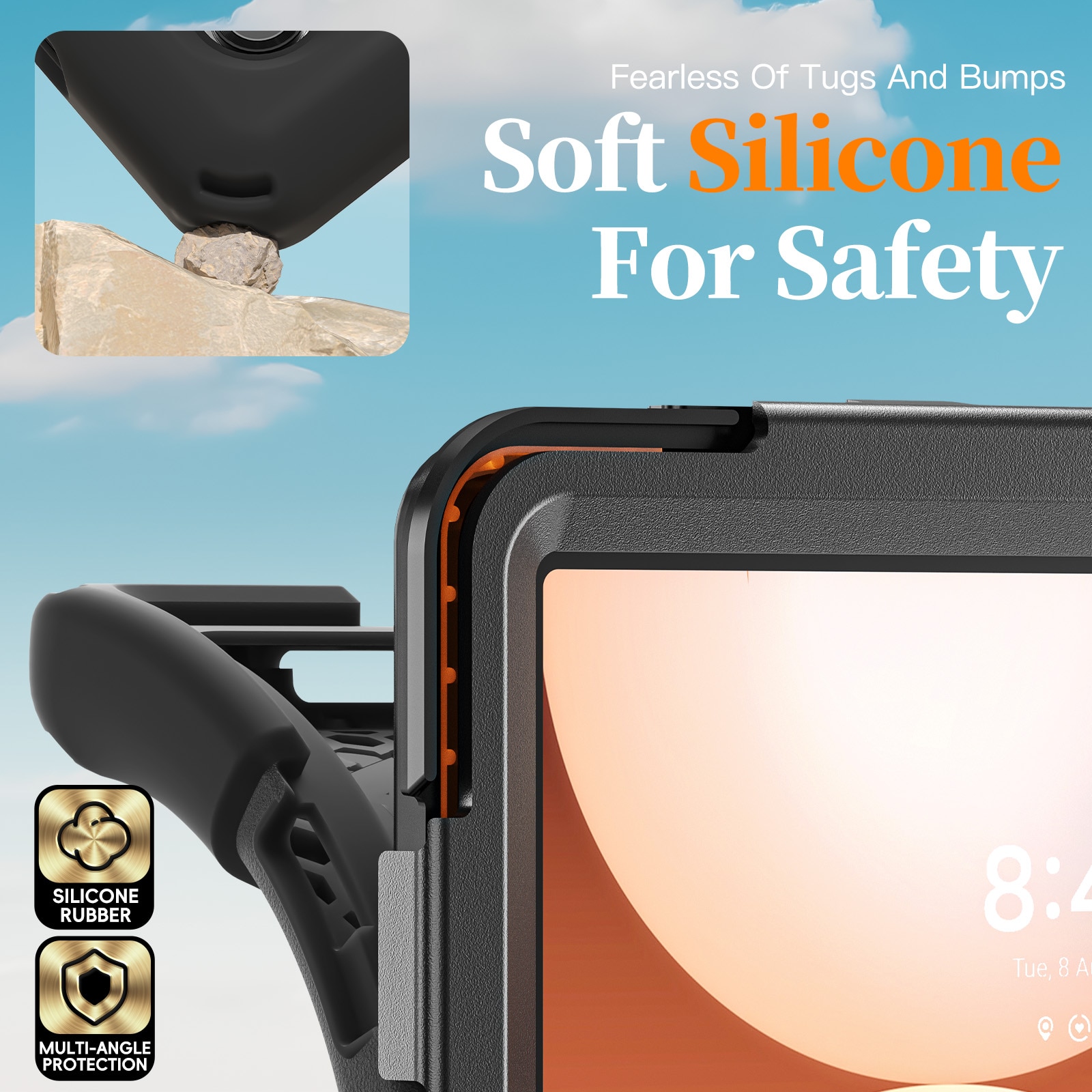 Custodia ibrida antiurto con tracolla Samsung Galaxy Tab A11 Plus nero