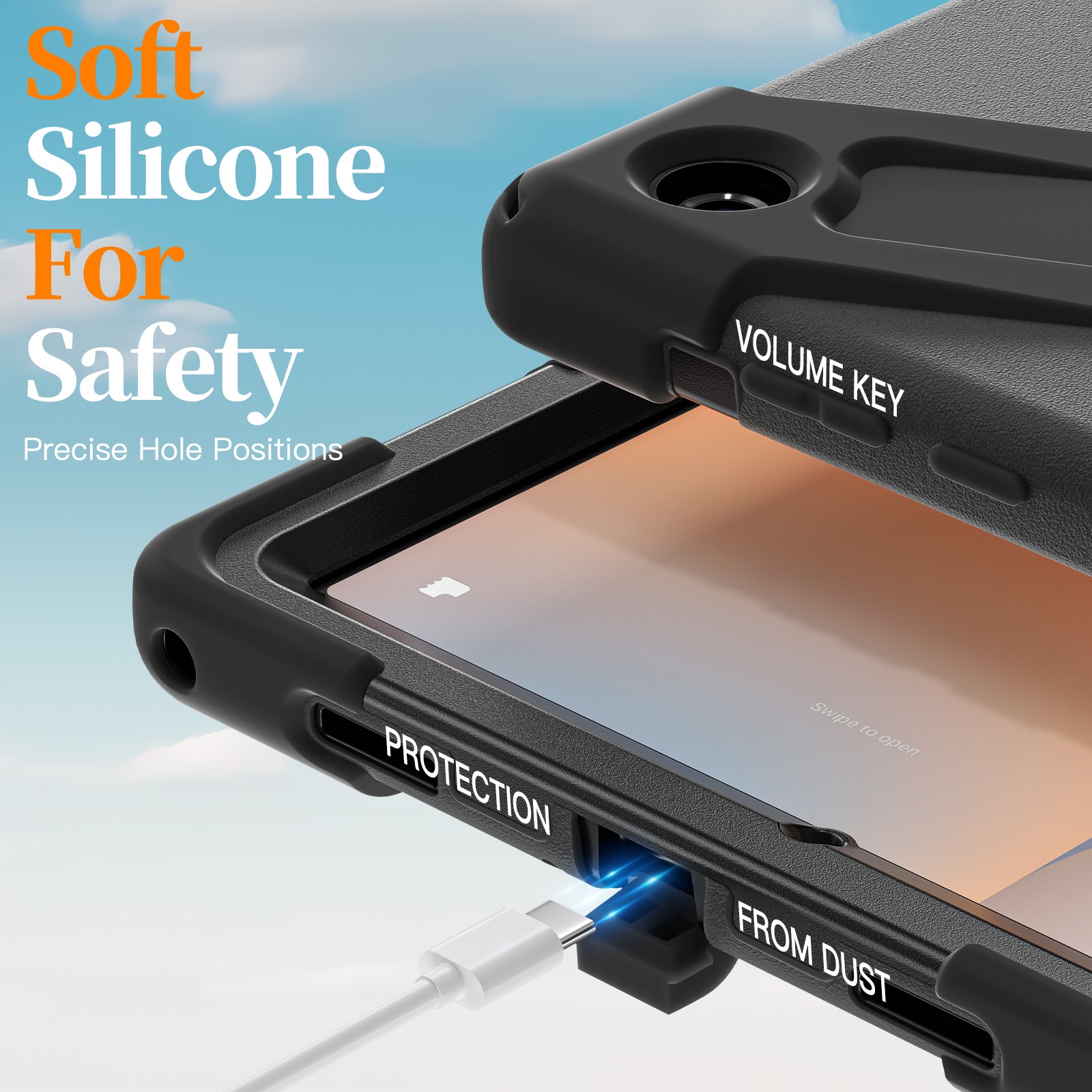 Custodia ibrida antiurto con tracolla Samsung Galaxy Tab A11 Plus nero