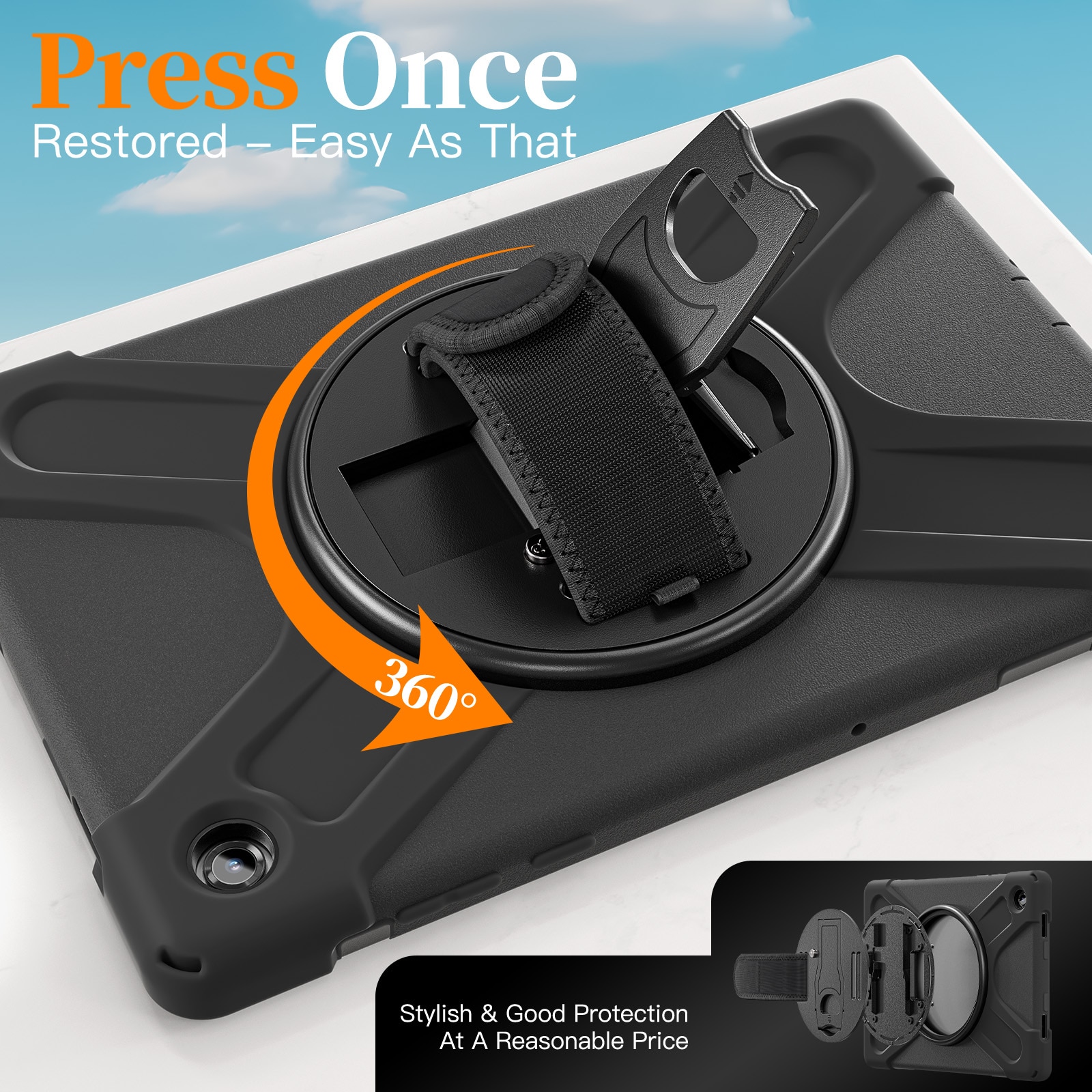 Custodia ibrida antiurto con tracolla Samsung Galaxy Tab A11 Plus nero
