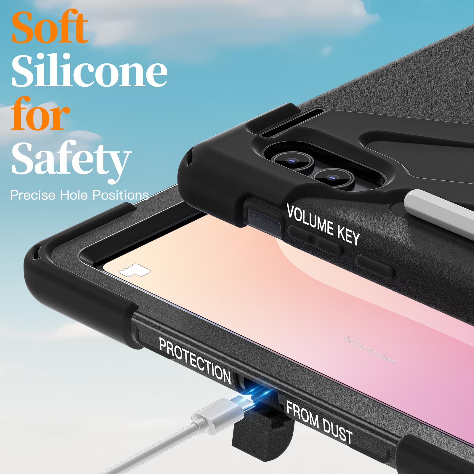 Custodia ibrida antiurto con tracolla Samsung Galaxy Tab S11 Ultra nero