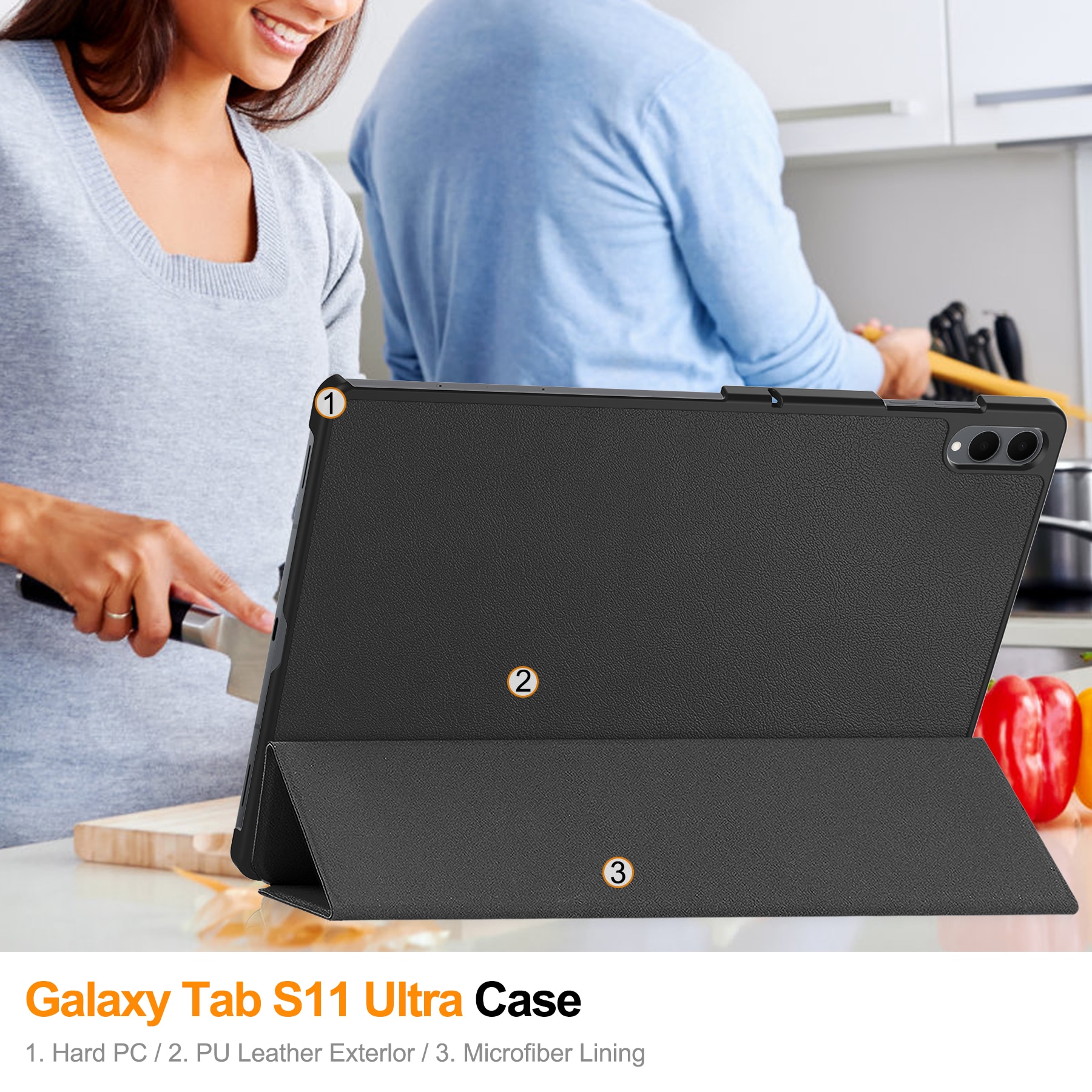 Cover Tri-Fold Samsung Galaxy Tab S11 Ultra Nero