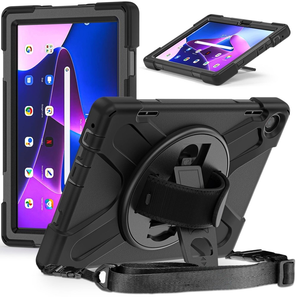 Custodia ibrida antiurto con tracolla Lenovo Tab M10 (3rd gen) Nero