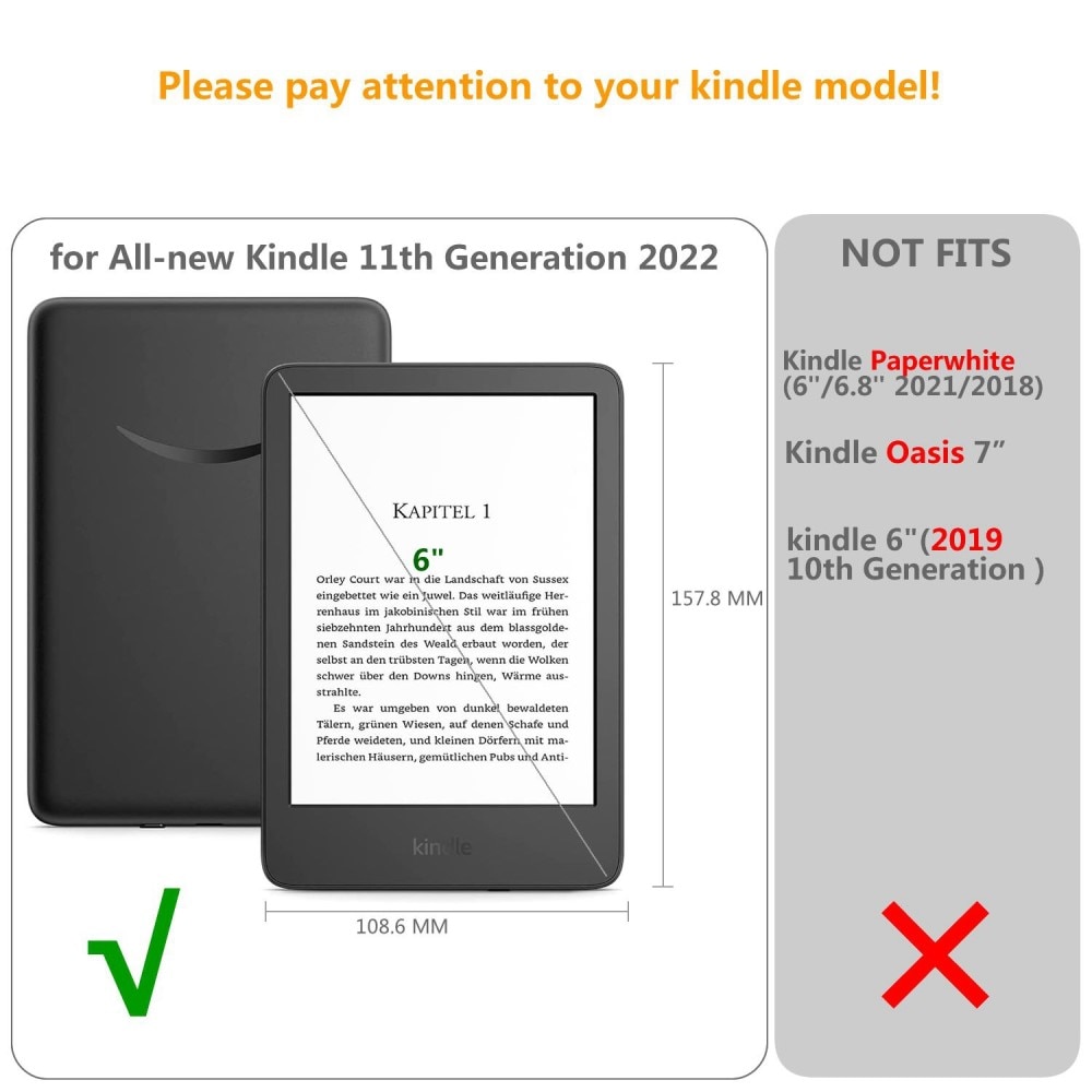 Custodia con cinturino a mano Amazon Kindle 11th gen (2022) nero