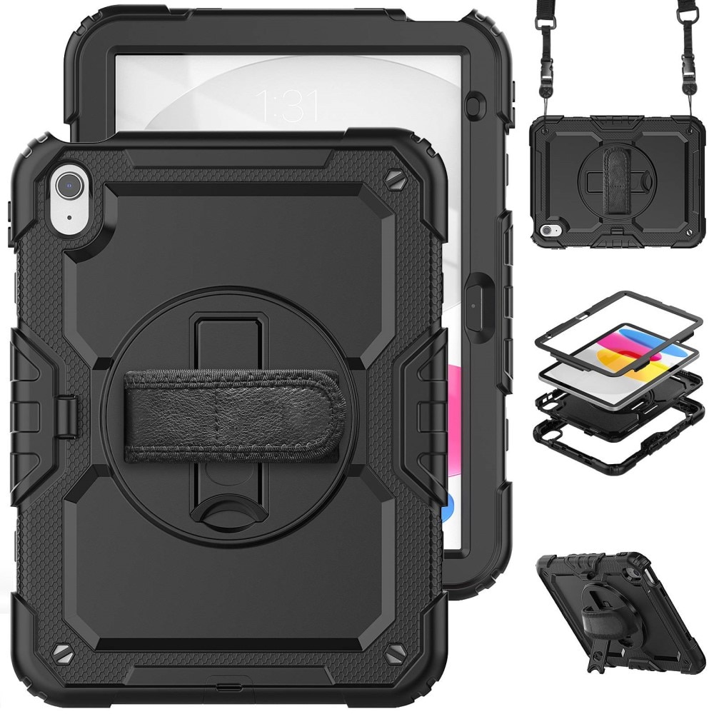 Full Protection Custodia ibrida antiurto con tracolla iPad 10.9 10th Gen (2022) nero