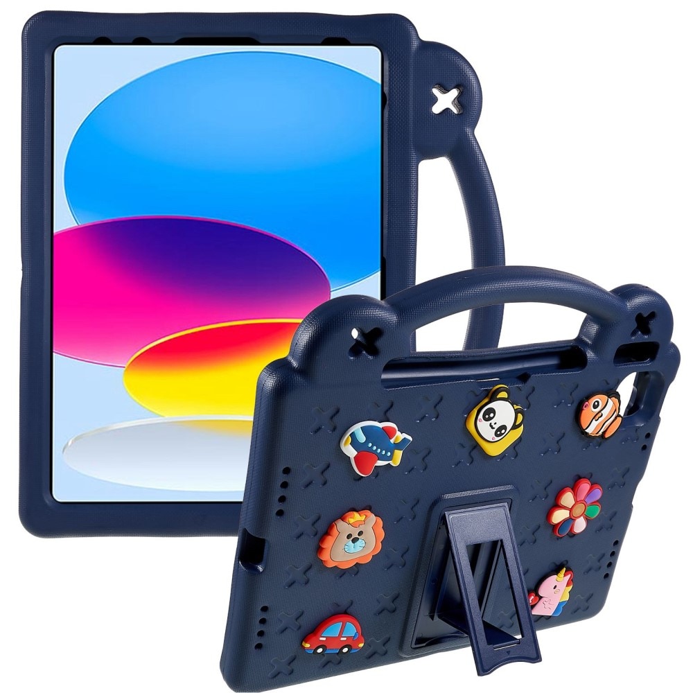 Kickstand Cover anti-urto per bambini iPad 10.9 10th Gen (2022) blu scuro