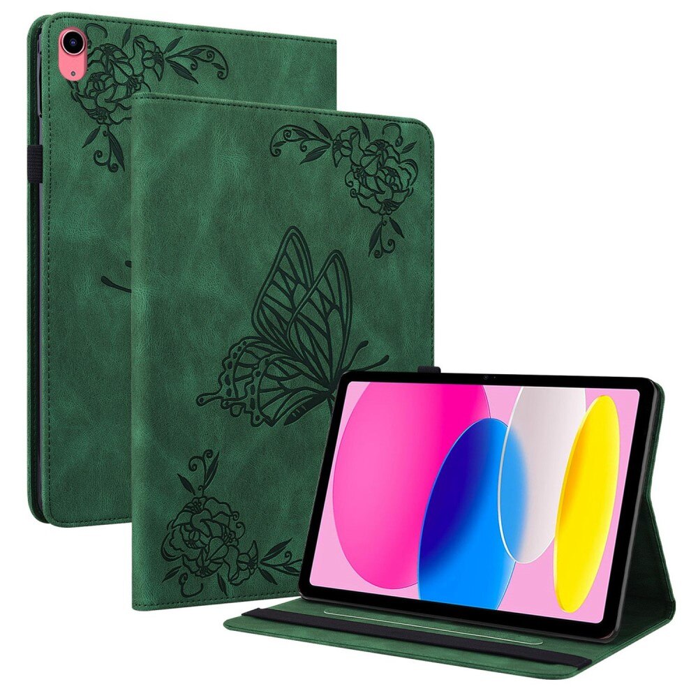 Custodia in pelle con farfalla iPad 10.9 10th Gen (2022) verde