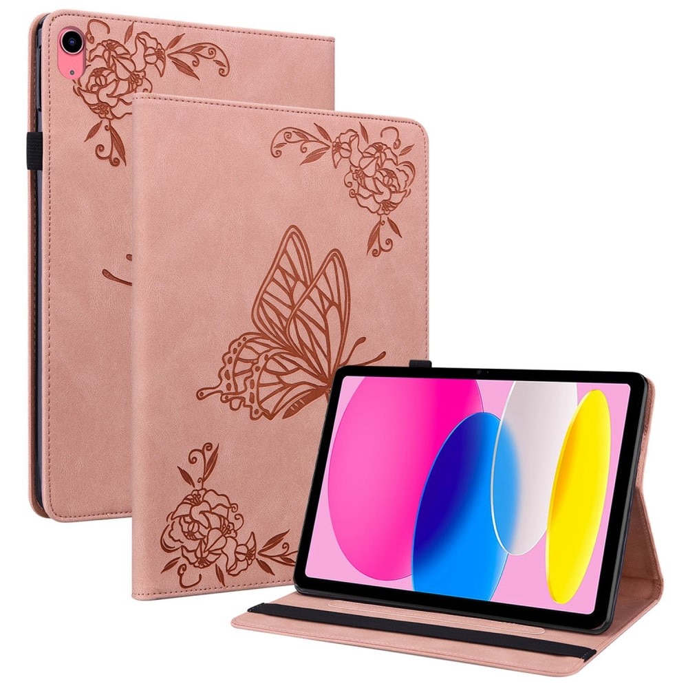 Custodia in pelle con farfalla iPad 10.9 2022 (10th gen) rosa