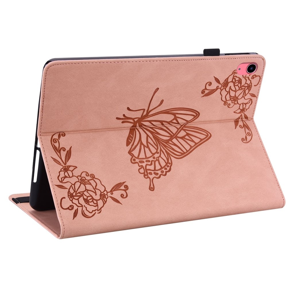 Custodia in pelle con farfalla iPad 10.9 10th Gen (2022) rosa