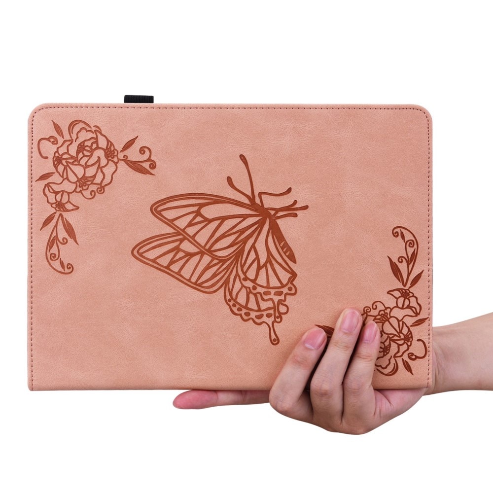 Custodia in pelle con farfalla iPad 10.9 10th Gen (2022) rosa