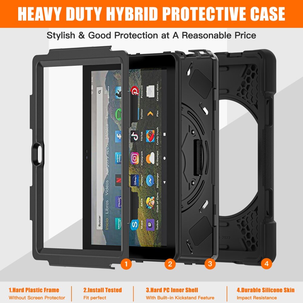 Custodia ibrida antiurto Amazon Fire HD 8 nero