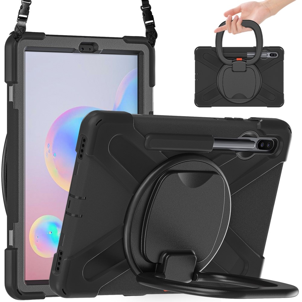 Kickstand Hybrid Case antiurto con tracolla Samsung Galaxy Tab S6 10.5 nero