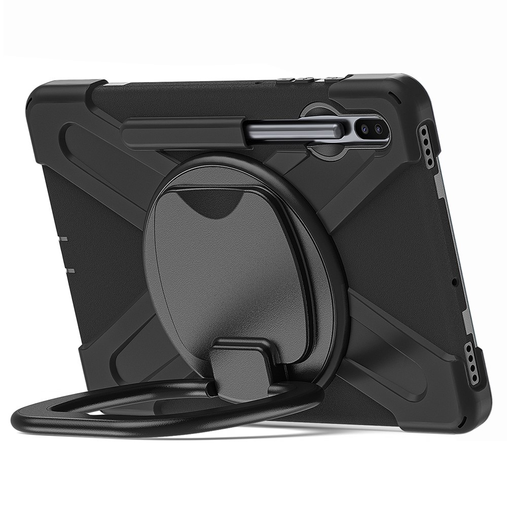 Kickstand Hybrid Case antiurto con tracolla Samsung Galaxy Tab S6 10.5 nero