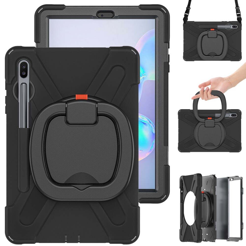 Kickstand Hybrid Case antiurto con tracolla Samsung Galaxy Tab S6 10.5 nero