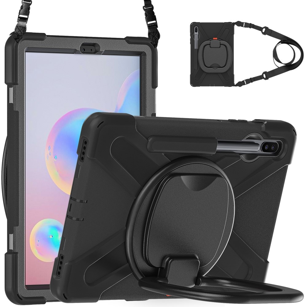 Kickstand Hybrid Case antiurto con tracolla Samsung Galaxy Tab S6 10.5 nero