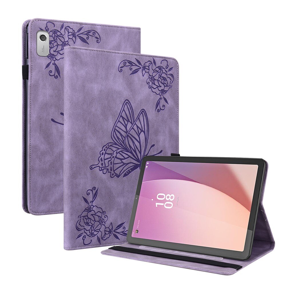 Custodia in pelle con farfalla Lenovo Tab M9 viola