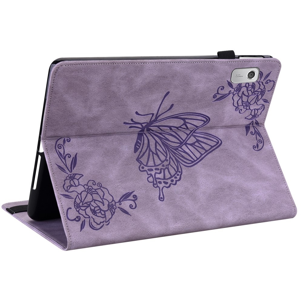 Custodia in pelle con farfalla Lenovo Tab M9 viola