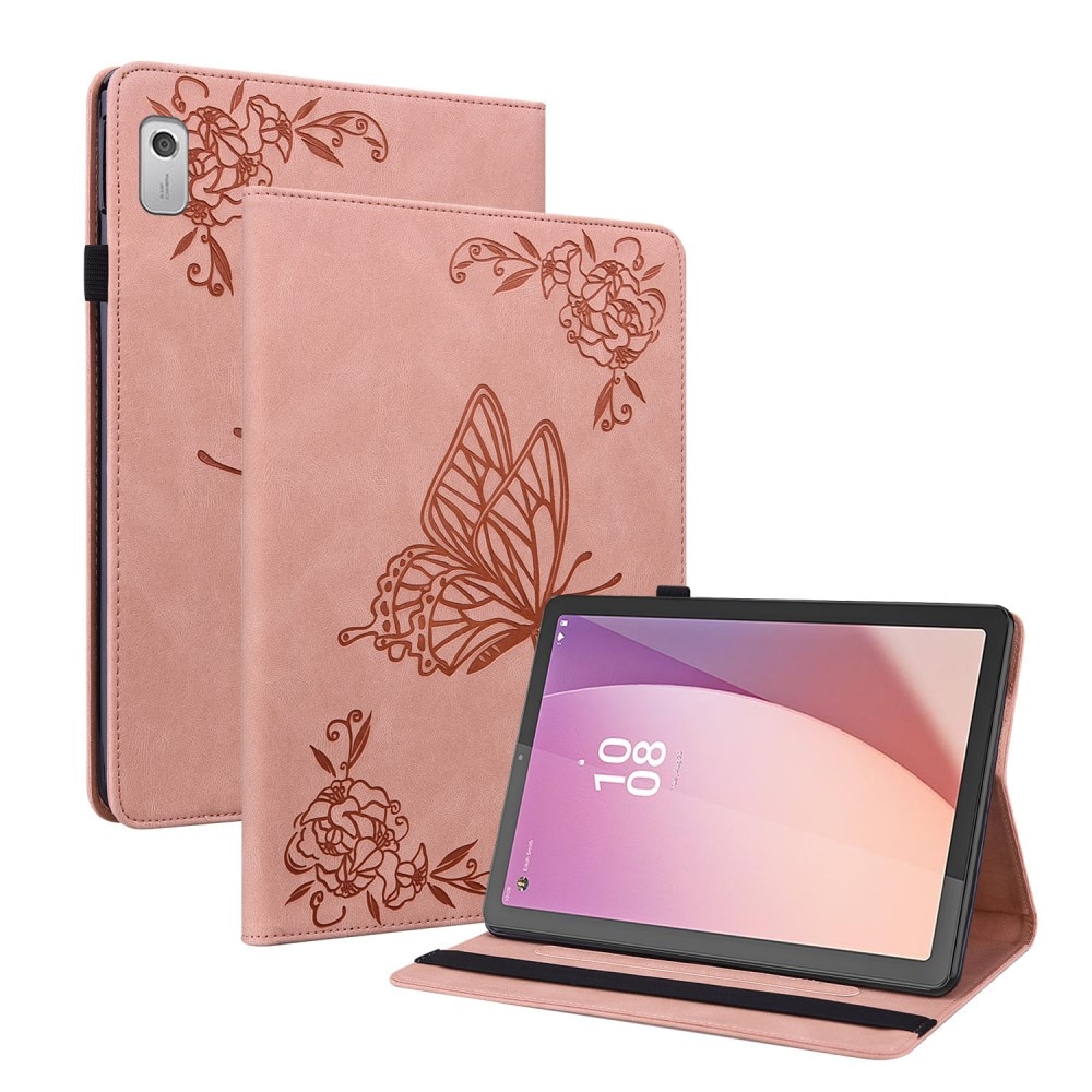 Custodia in pelle con farfalla Lenovo Tab M9 rosa