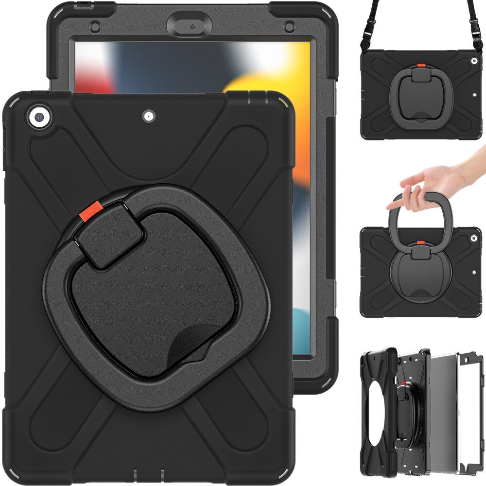 Cover ibrida con supporto e tracolla iPad 10.2 7th Gen (2019) nero