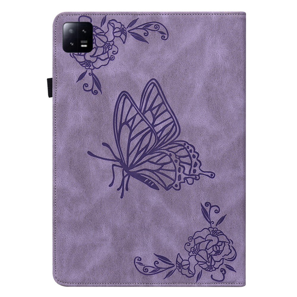 Custodia in pelle con farfalla Xiaomi Pad 6 Pro viola