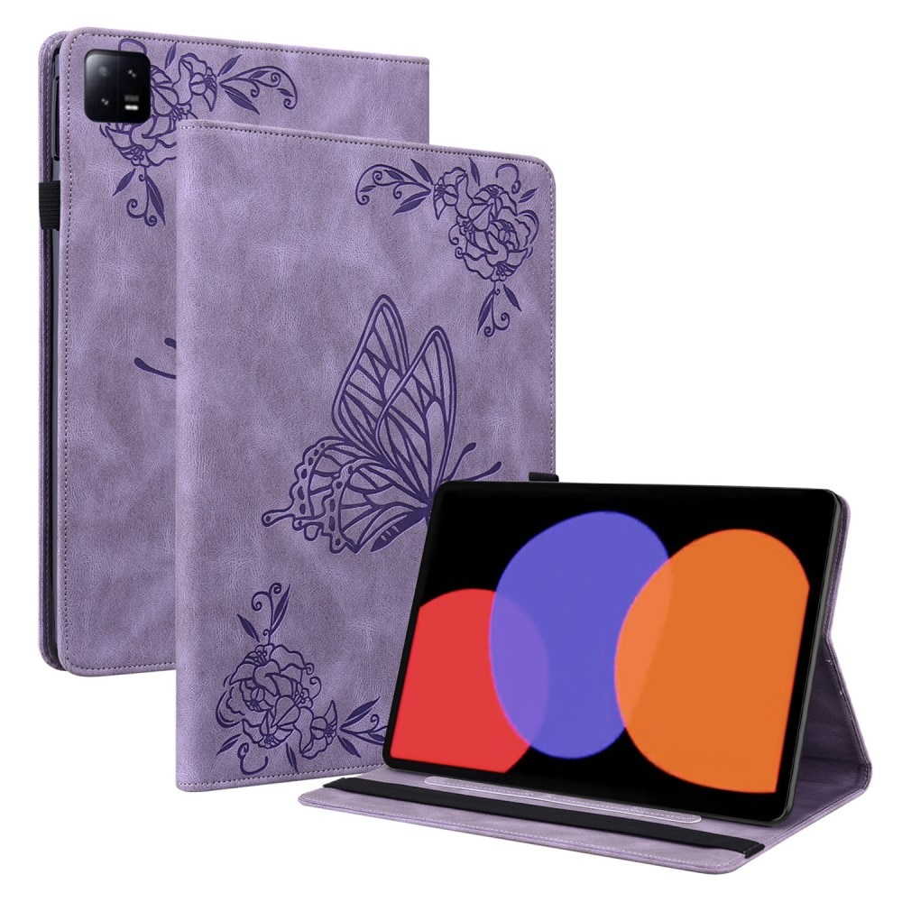 Custodia in pelle con farfalla Xiaomi Pad 6 Pro viola