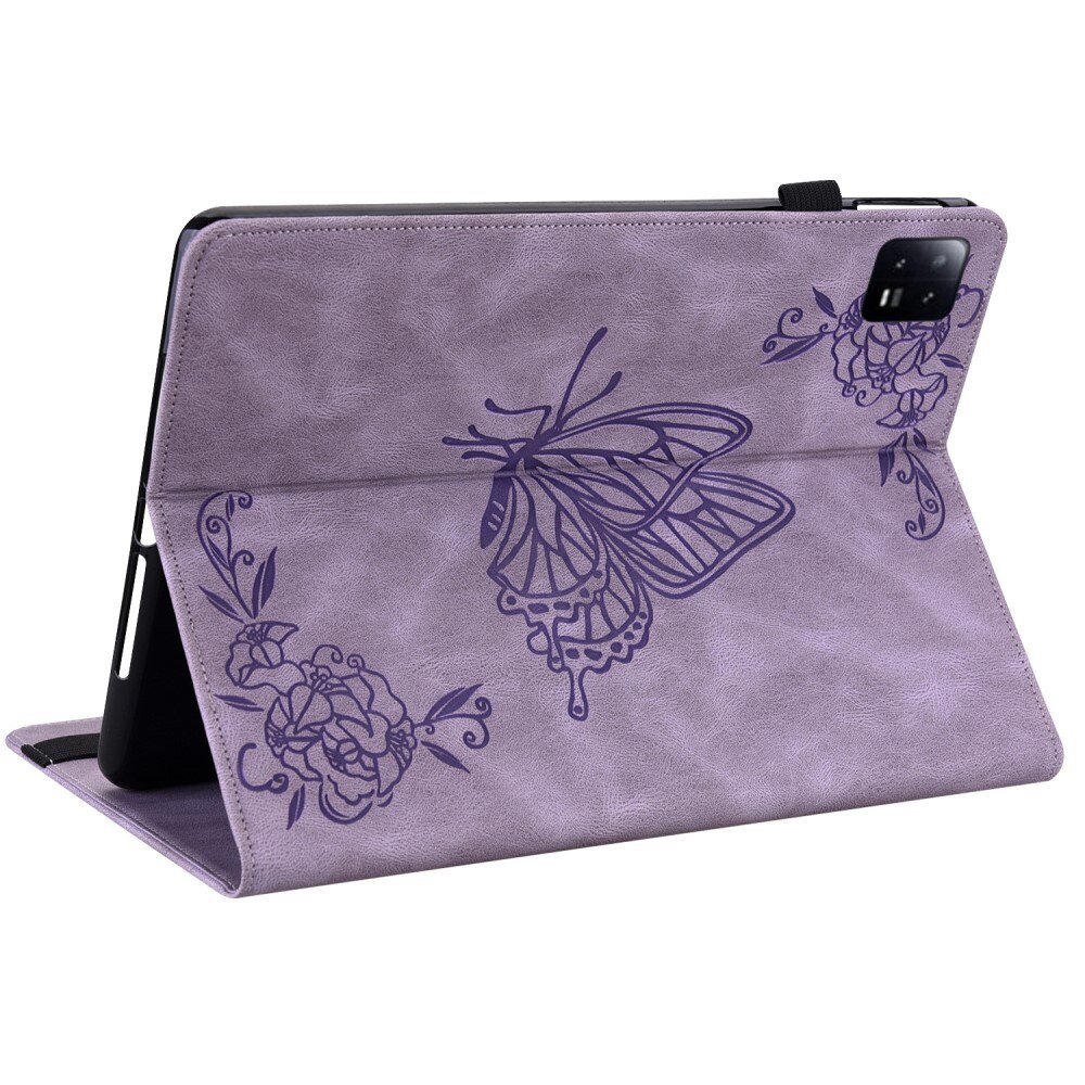 Custodia in pelle con farfalla Xiaomi Pad 6 Pro viola