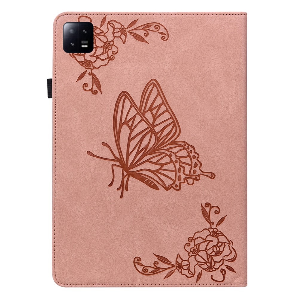 Custodia in pelle con farfalla Xiaomi Pad 6 rosa