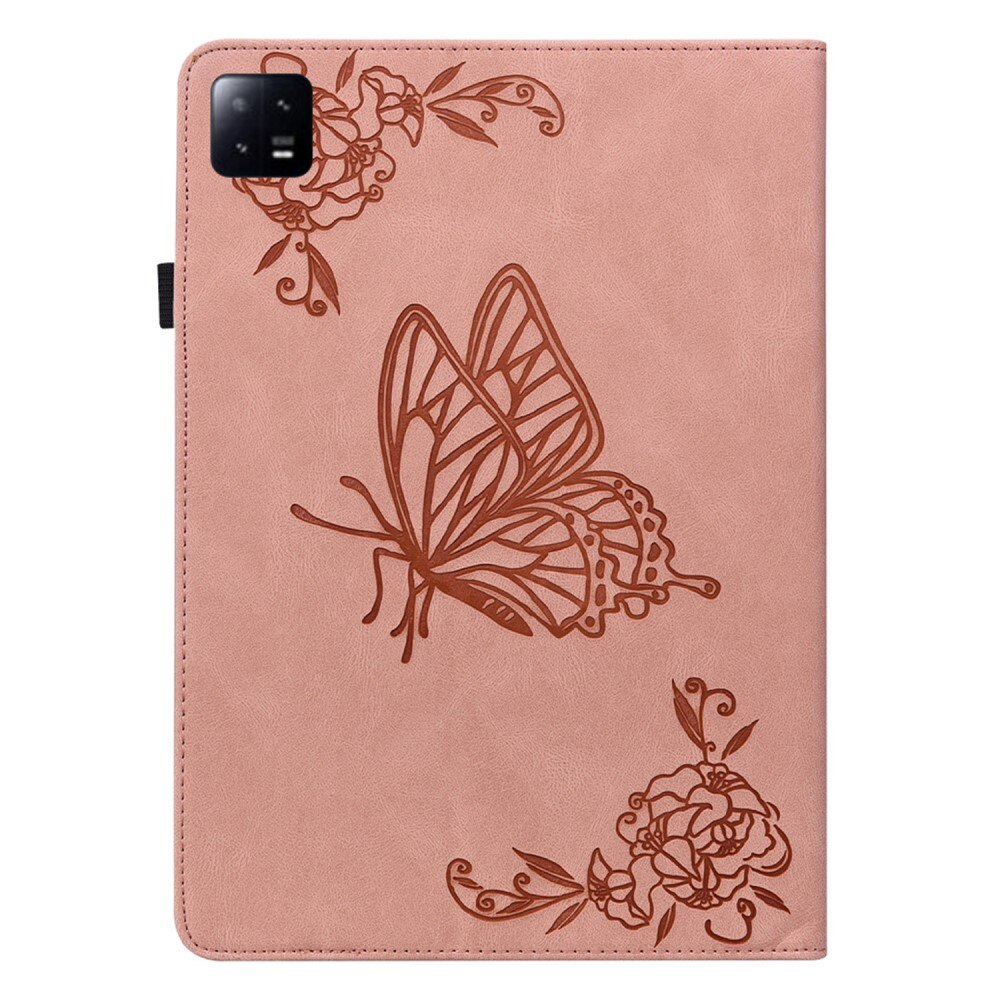 Custodia in pelle con farfalla Xiaomi Pad 6 Pro rosa